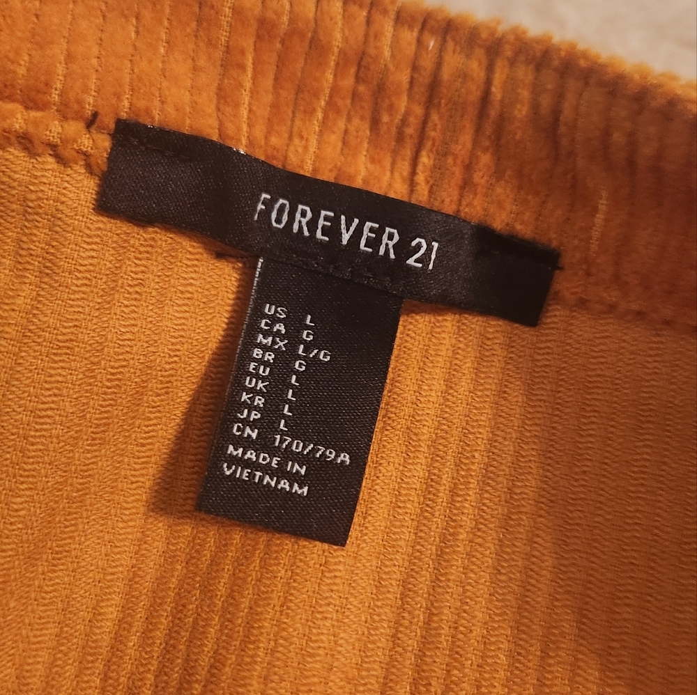 Forever 21 Orange Corduroy Mini Skirt,‎ Size L - Picture 3 of 7